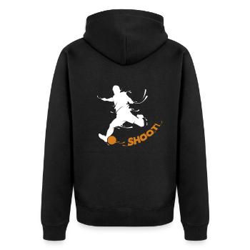 Shoot Fußballgott Fußballspieler Fußballprofi - Unisex Premium Bio Zip Hoodie - Schwarz - Hinten - Nico (187cm)