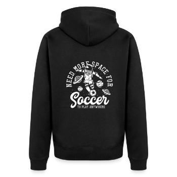 Need more Space for Soccer Fußballprofi - Unisex Premium Bio Zip Hoodie - Schwarz - Hinten - Nico (187cm)