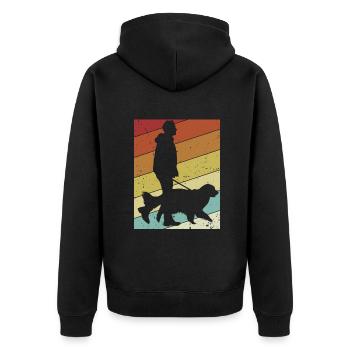 Rétro Mâle Quadrupède Ami Wauwau Chien Propriétaire Chien - Veste à capuche bio Premium Unisexe - noir - Dos - Nico (187cm)