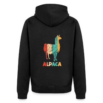 Lama d’alpaga rétro Huacaya Pako éleveur d’alpaga - Veste à capuche bio Premium Unisexe - noir - Dos - Nico (187cm)