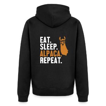 Manger Dormir Alpaga Répéter Huacaya Pako Lama Alpaga - Veste à capuche bio Premium Unisexe - noir - Dos - Nico (187cm)