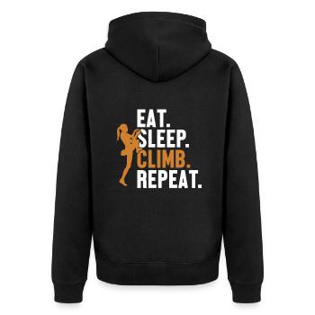 Eat Sleep Climb Repeat Bouldering Speed Climbing - Unisex Premium Organic Zip Hoodie - black - Back - Nico (187cm)