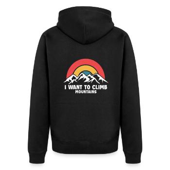 I Want To Climb Mountains Alpinklettern Kraxler - Unisex Premium Bio Zip Hoodie - Schwarz - Hinten - Nico (187cm)