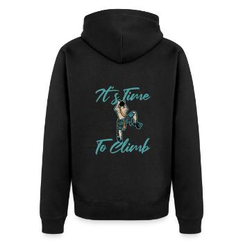 It's Time to Climb Speedklettern Alpinklettern - Unisex Premium Bio Zip Hoodie - Schwarz - Hinten - Nico (187cm)