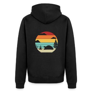 Retro Glamping Campsite Tents Camper Camping - Unisex Premium Organic Zip Hoodie - black - Back - Nico (187cm)