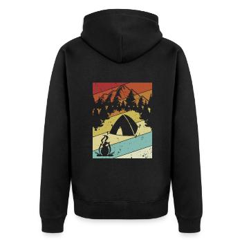 Retro Campsite Tents Glamping Camper Camping - Unisex Premium Organic Zip Hoodie - black - Back - Nico (187cm)