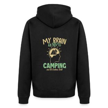 My Brain is 95% Camping Campingplatz Zelten - Unisex Premium Bio Zip Hoodie - Schwarz - Hinten - Nico (187cm)