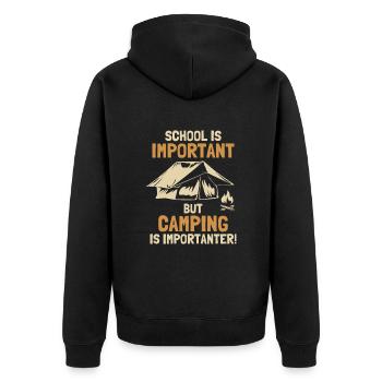 L’école, c’est important, le camping, c’est plus important - Veste à capuche bio Premium Unisexe - noir - Dos - Nico (187cm)