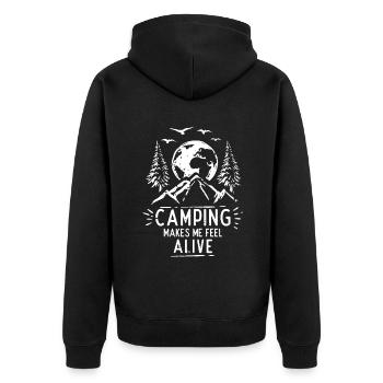 Le camping me fait me sentir vivant Tentes de camping - Veste à capuche bio Premium Unisexe - noir - Dos - Nico (187cm)