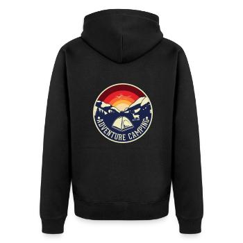 Adventure Camping Glamping Campsite Tents - Unisex Premium Organic Zip Hoodie - black - Back - Nico (187cm)