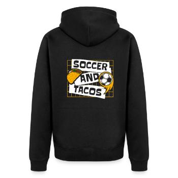 Soccer And Tacos Futbol Fußball Goal Keeper - Unisex Premium Bio Zip Hoodie - Schwarz - Hinten - Nico (187cm)