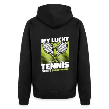 My Lucky Tennis Apparel Joueur de tennis - Veste à capuche bio Premium Unisexe - noir - Dos - Nico (187cm)