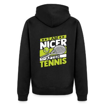 I Am Nicer After Tennis Tennisspieler - Unisex Premium Bio Zip Hoodie - Schwarz - Hinten - Nico (187cm)