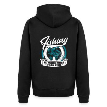 Fishing Is Much More Than Fish Fliegenfischer - Unisex Premium Bio Zip Hoodie - Schwarz - Hinten - Nico (187cm)
