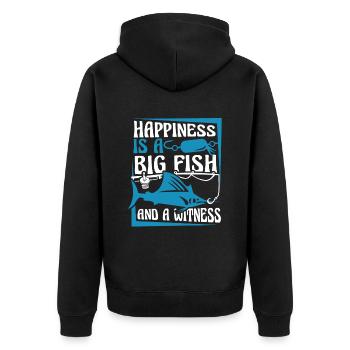 Le bonheur est un gros poisson et un témoin - Veste à capuche bio Premium Unisexe - noir - Dos - Nico (187cm)