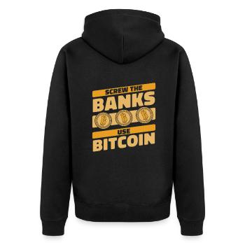 Les banques utilisent Bitcoin Crypto Crypto Crypto - Veste à capuche bio Premium Unisexe - noir - Dos - Nico (187cm)