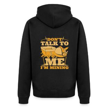 Don't Talk To Me I'm Mining Kryptowährung - Unisex Premium Bio Zip Hoodie - Schwarz - Hinten - Nico (187cm)