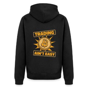 Trading Ain't Easy Blockchain Crypto - Unisex Premium Bio Zip Hoodie - Schwarz - Hinten - Nico (187cm)
