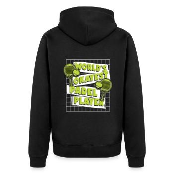 World's Okayest Padel Player Paddle Tennis - Unisex Premium Organic Zip Hoodie - black - Back - Nico (187cm)