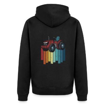 Retro Farmer Agriculture Organic Farmer Agricultural Economist - Unisex Premium Organic Zip Hoodie - black - Back - Nico (187cm)