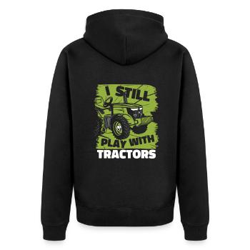 I Still Play With Tractors Organic Farmer Farmer Farmer - Unisex Premium Organic Zip Hoodie - black - Back - Nico (187cm)