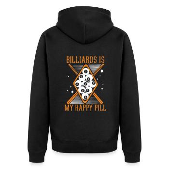 Billiards Is My Happy Pill Billiards Snooker - Unisex Premium Bio Zip Hoodie - Schwarz - Hinten - Nico (187cm)