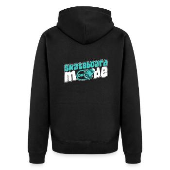 Skateboard Mode On Skatergirl Skaterboy Skatepark - Unisex Premium Bio Zip Hoodie - Schwarz - Hinten - Nico (187cm)