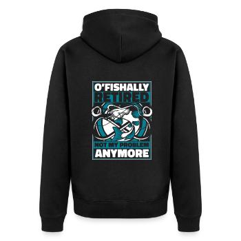 O'fishally Retired Not My Problem Anymore Angler - Unisex Premium Bio Zip Hoodie - Schwarz - Hinten - Nico (187cm)