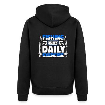 Fishing Is My Daily Exercise Fliegenfischer Angler - Unisex Premium Bio Zip Hoodie - Schwarz - Hinten - Nico (187cm)