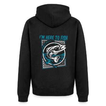 Je suis ici pour pêcher, pêcheur au fil, pêcheur en haute mer, pêcheur à la ligne - Veste à capuche bio Premium Unisexe - noir - Dos - Nico (187cm)