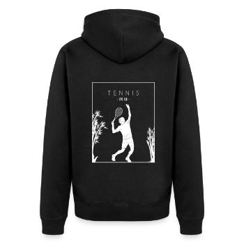Tennis Chinois Hanzi Tennis Raquette Entraîneur De Tennis - Veste à capuche bio Premium Unisexe - noir - Dos - Nico (187cm)