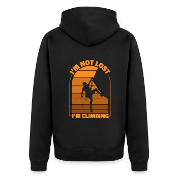 I'm Not Lost I'm Climbing Speedklettern Kraxler - Unisex Premium Bio Zip Hoodie - Schwarz - Hinten - Nico (187cm)