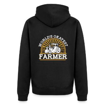 World's Okayest Farmer Agriculture Organic Farmer - Unisex Premium Organic Zip Hoodie - black - Back - Nico (187cm)