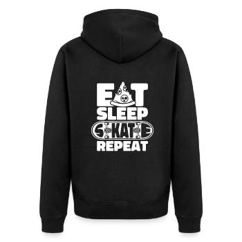 Eat Sleep Skate Repeat Skatergirl Skaterboy - Unisex Premium Bio Zip Hoodie - Schwarz - Hinten - Nico (187cm)