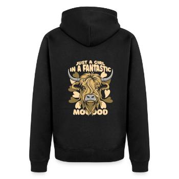 Une Fille D’humeur Fantastique Highland Vache Highland - Veste à capuche bio Premium Unisexe - noir - Dos - Nico (187cm)