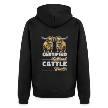 Certified Highland Cattle Breeder Breeder - Unisex Premium Organic Zip Hoodie - black - Back - Nico (187cm)