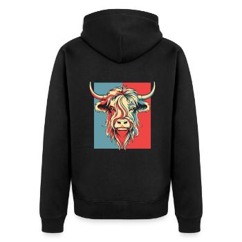 Portrait Highland Cow Highland Heifer Highland - Unisex Premium Organic Zip Hoodie - black - Back - Nico (187cm)