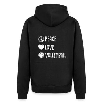 Peace Love Volleyball Volleyballspieler Volleyball - Unisex Premium Bio Zip Hoodie - Schwarz - Hinten - Nico (187cm)