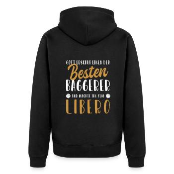 Libero Bester Baggerer Volleyballfreak Volleyball - Unisex Premium Bio Zip Hoodie - Schwarz - Hinten - Nico (187cm)