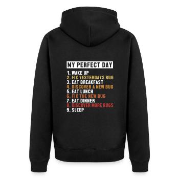 Correction de bugs Perfect Day Développeur Codeur Programmeur - Veste à capuche bio Premium Unisexe - noir - Dos - Nico (187cm)