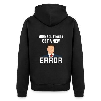 Get a New Error Softwareentwickler Developer - Unisex Premium Bio Zip Hoodie - Schwarz - Hinten - Nico (187cm)