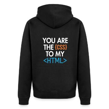 You are the CSS to my HTML Developer Coder - Unisex Premium Organic Zip Hoodie - black - Back - Nico (187cm)