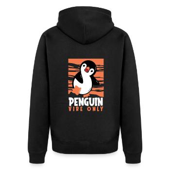 Penguin Vibe Only Seevogel Königspinguin Pinguin - Unisex Premium Bio Zip Hoodie - Schwarz - Hinten - Nico (187cm)