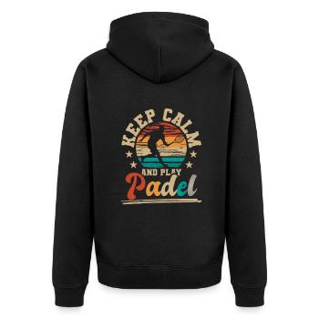 Keep Calm and play Padel Paddleball Paddle Tennis - Unisex Premium Organic Zip Hoodie - black - Back - Nico (187cm)