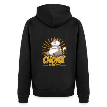 Chonk Purfect Hauskatze Miezekatze Kätzchen Katze - Unisex Premium Bio Zip Hoodie - Schwarz - Hinten - Nico (187cm)