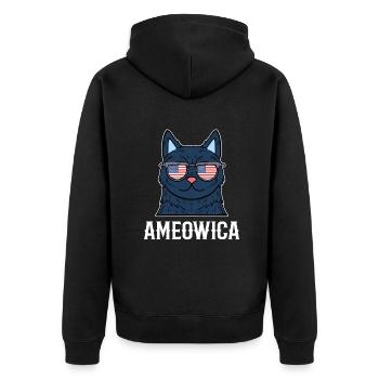 Ameowica Kätzchen Hauskatze Miezekatze - Unisex Premium Bio Zip Hoodie - Schwarz - Hinten - Nico (187cm)