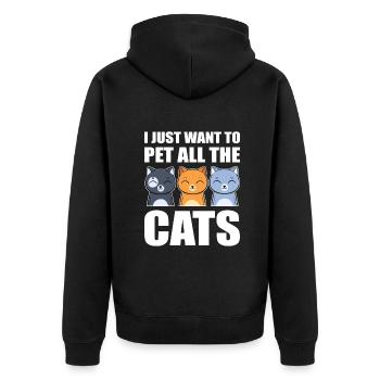 I Just Want To Pet All The Cats Miezekatze - Unisex Premium Bio Zip Hoodie - Schwarz - Hinten - Nico (187cm)