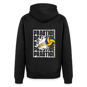 Practice Volleyballspieler Volleyballfreak - Unisex Premium Bio Zip Hoodie - Schwarz - Hinten - Nico (187cm)