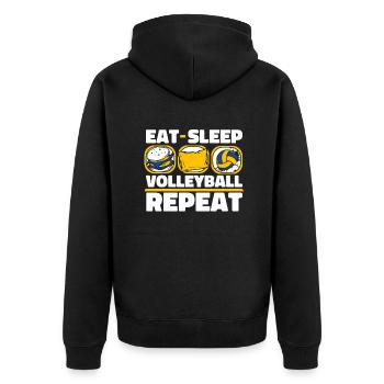 Eat Sleep Volleyball Repeat Volleyballerin - Unisex Premium Bio Zip Hoodie - Schwarz - Hinten - Nico (187cm)