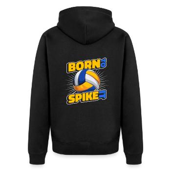 Born To Spike It Volleyballfreak Volleyballerin - Unisex Premium Bio Zip Hoodie - Schwarz - Hinten - Nico (187cm)